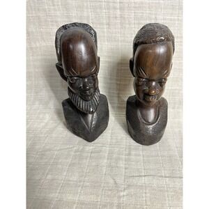 African Sculpture Busts-Set of Male‎ & Female 6in Tall